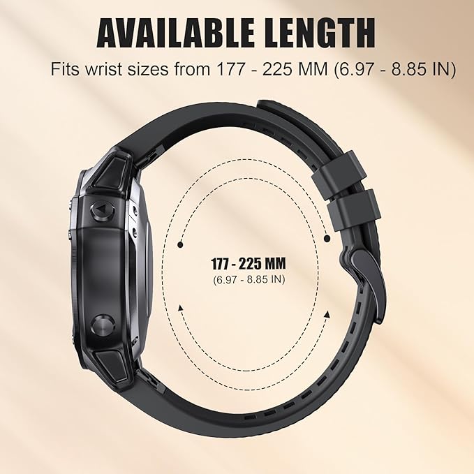 Adjustable silicone Garmin watch band for outdoor use