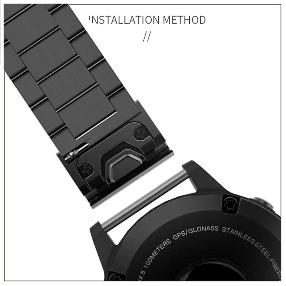 Garmin stainless steel band 26mm rose gold for Fenix 8X 7X 6X Tactix