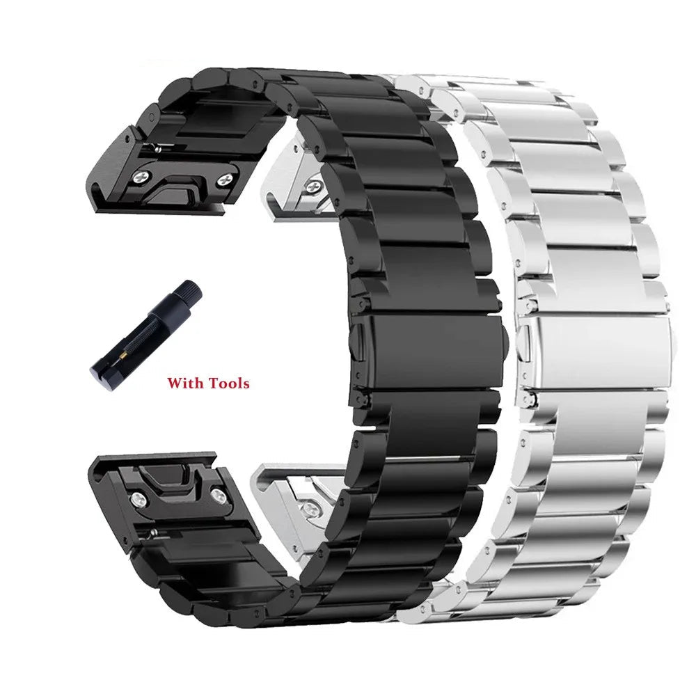 Garmin stainless steel watch band 20mm 22mm 26mm silver black gold rose gold