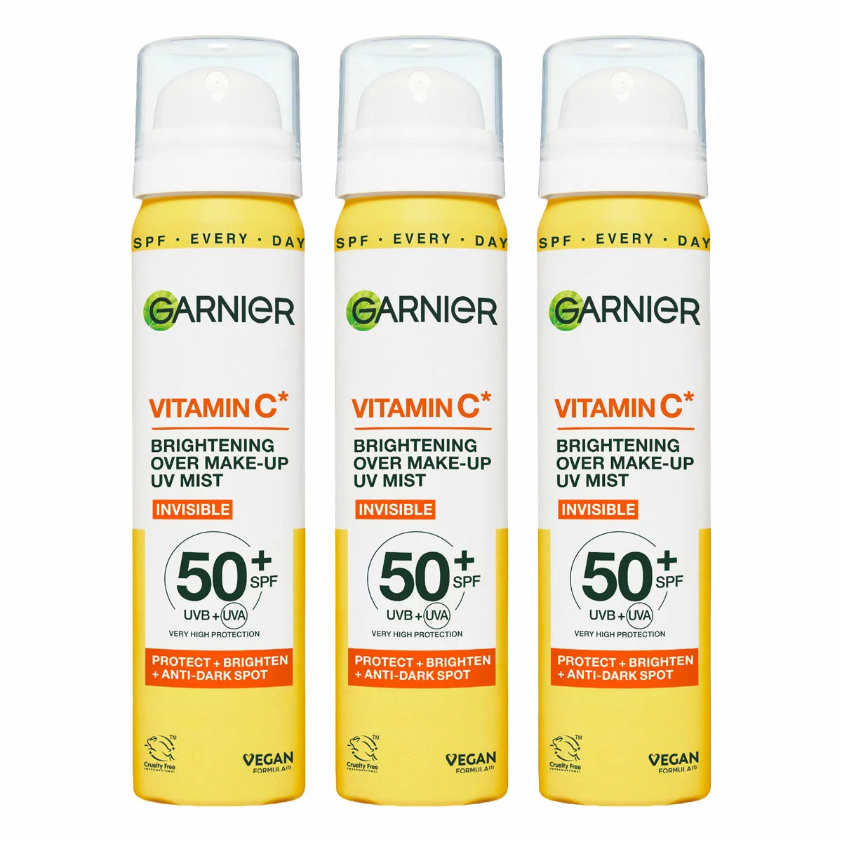 Garnier Vitamin C SPF50+ sun cream mist 3 x 75ml pack