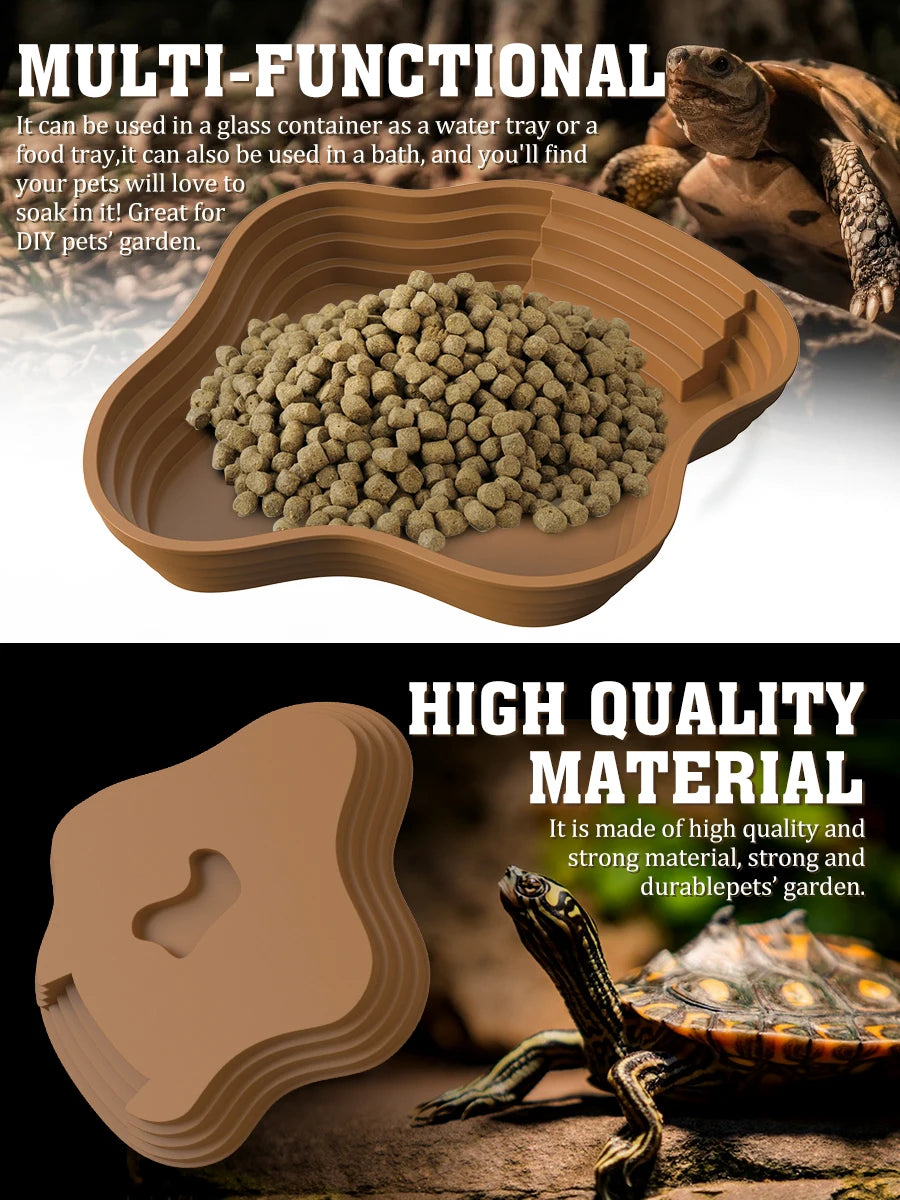Turtle water basin for soaking and drinking