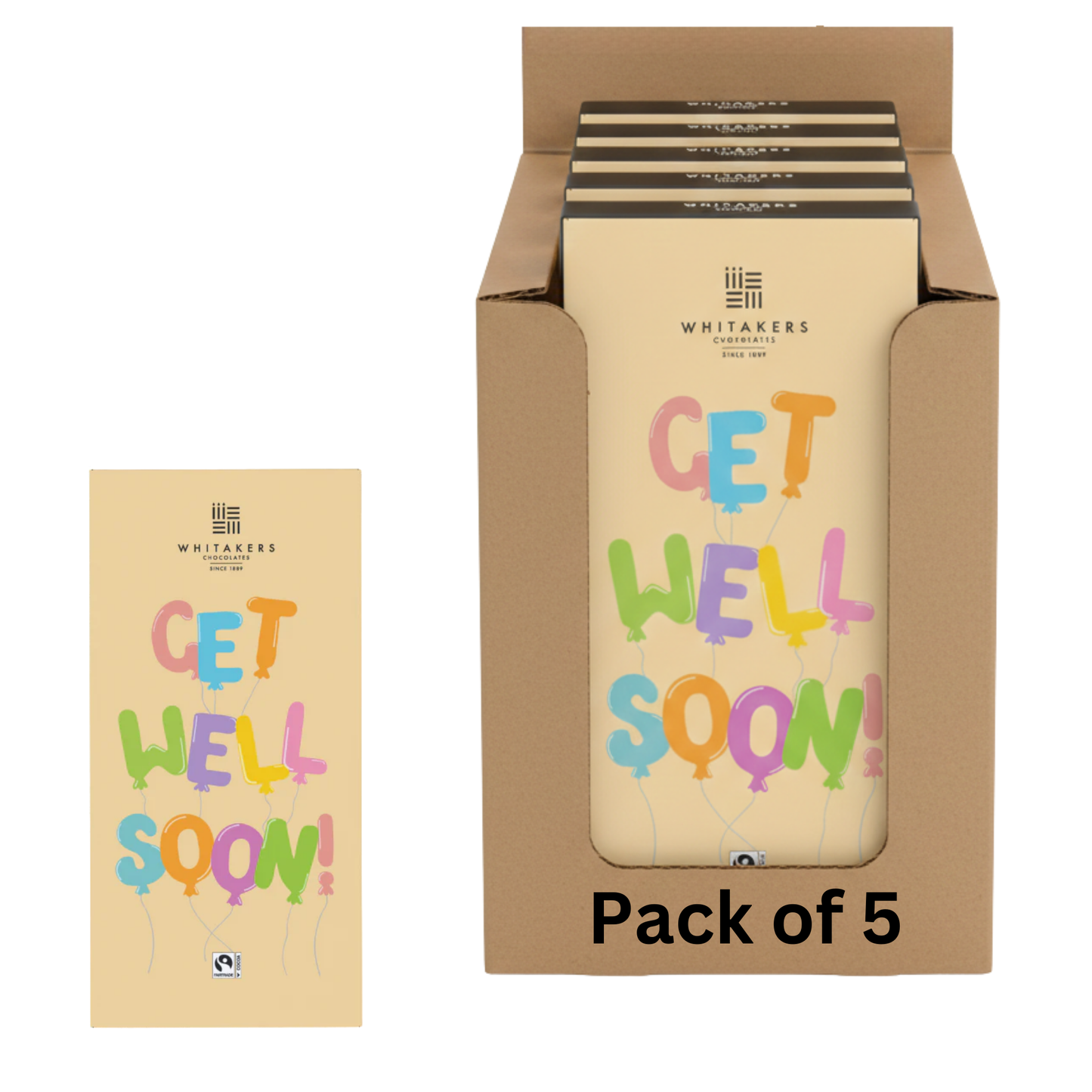 Chocolate bar with cheerful Get Well Soon message on wrapper