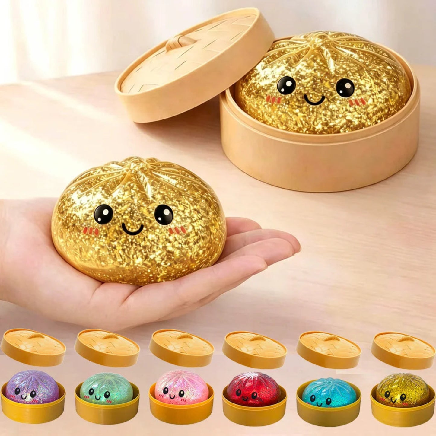 Giant dumpling squishy fidget toy with steamer CE certified TPR
