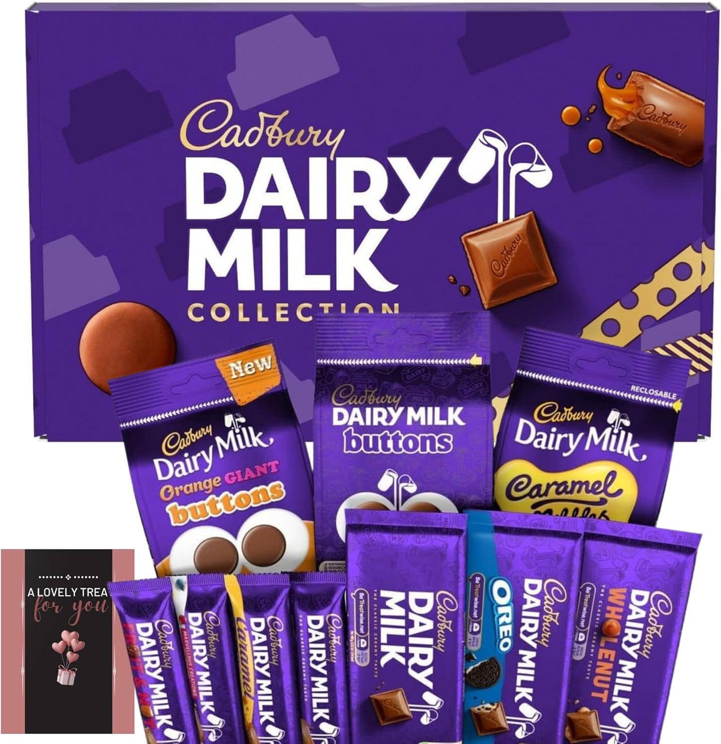 Gift box featuring assorted Cadbury chocolate treats