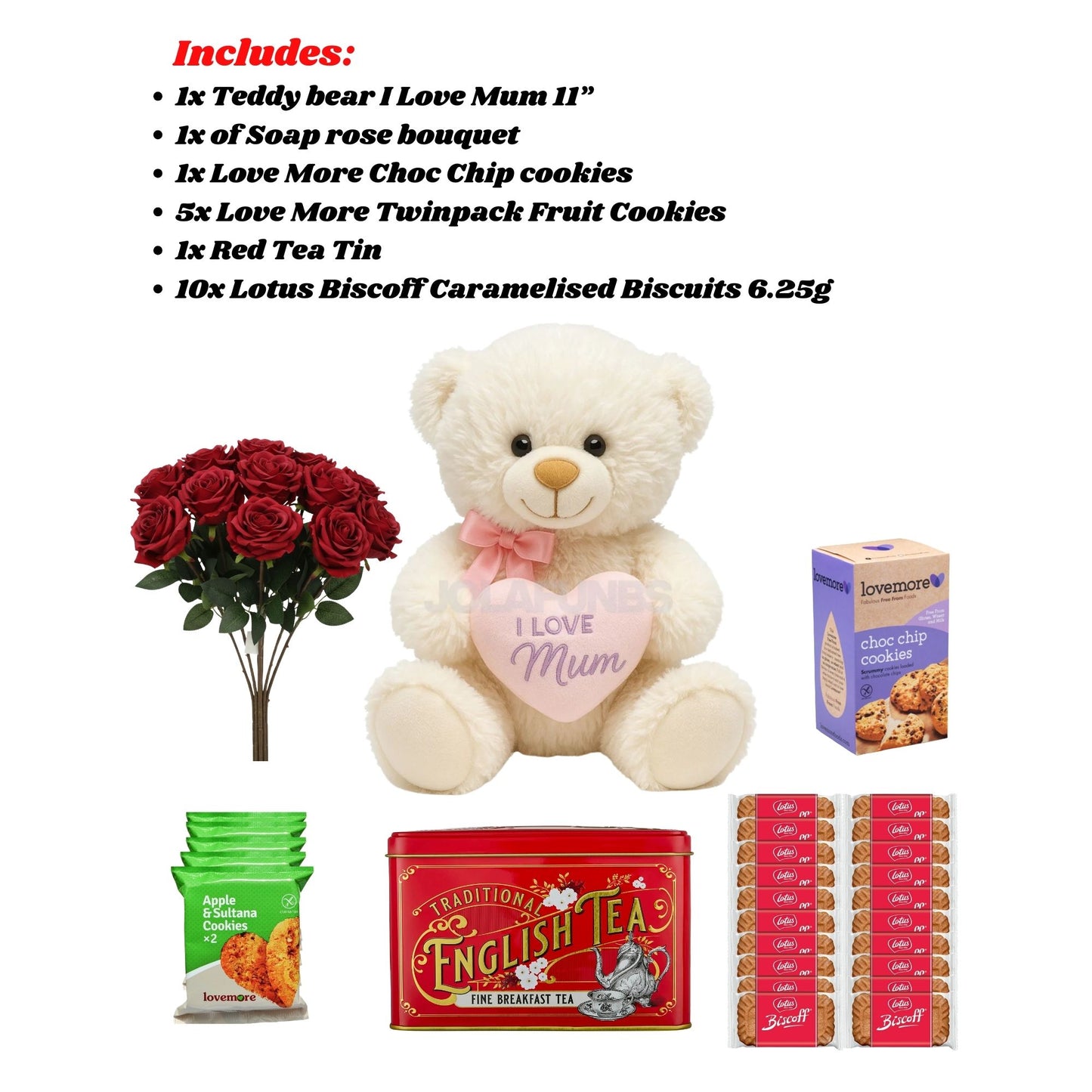 Soft 11” “I Love Mum” Teddy Bear included in gift hamper