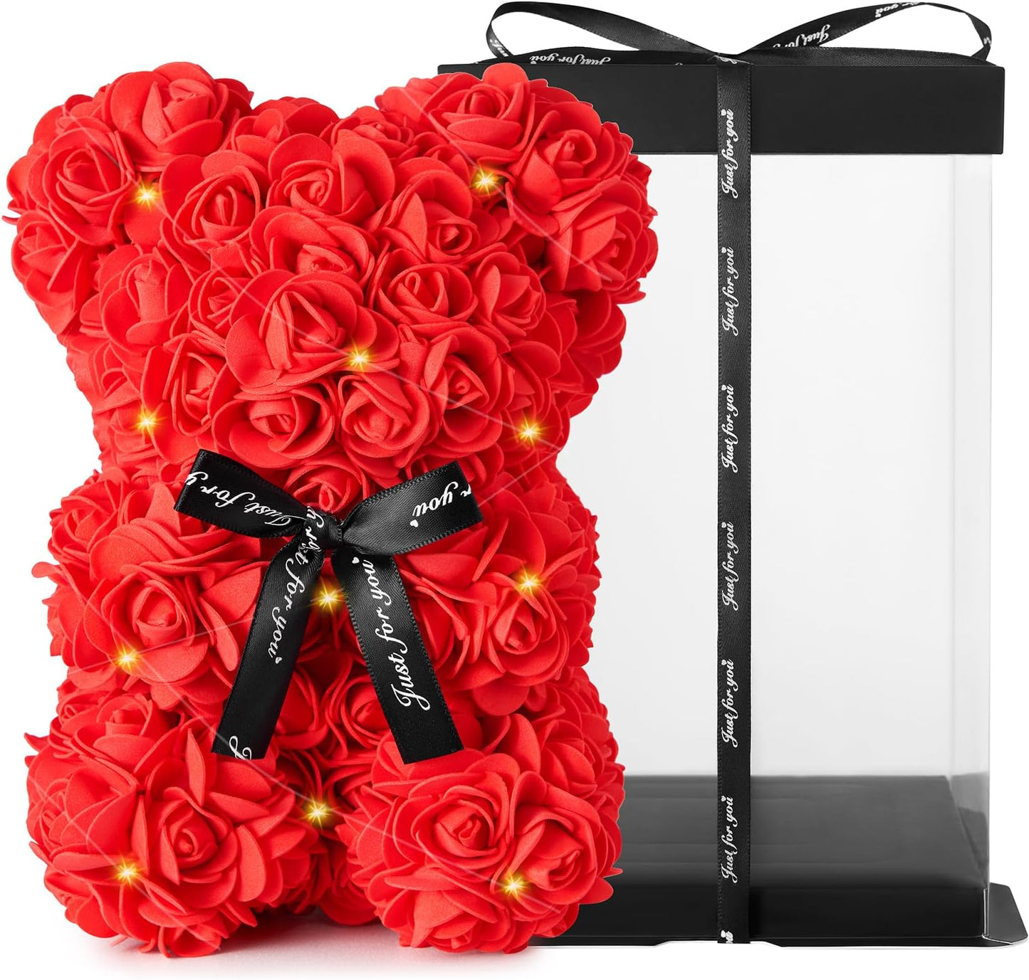 Gift set with rose flower bear and love-themed card