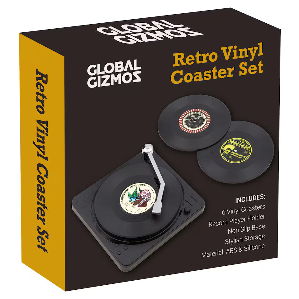 Global Gizmos Retro Vinyl Record Coasters Gift Set