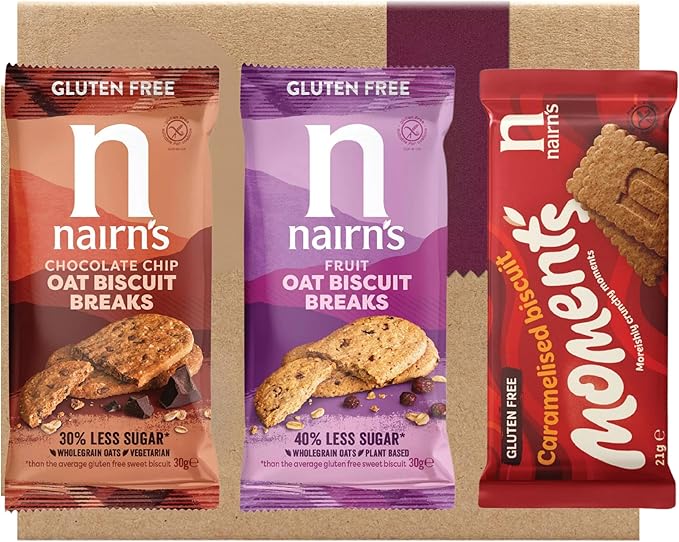 Gluten free biscuit assortment featuring chocolate, fruit, and caramelised flavours