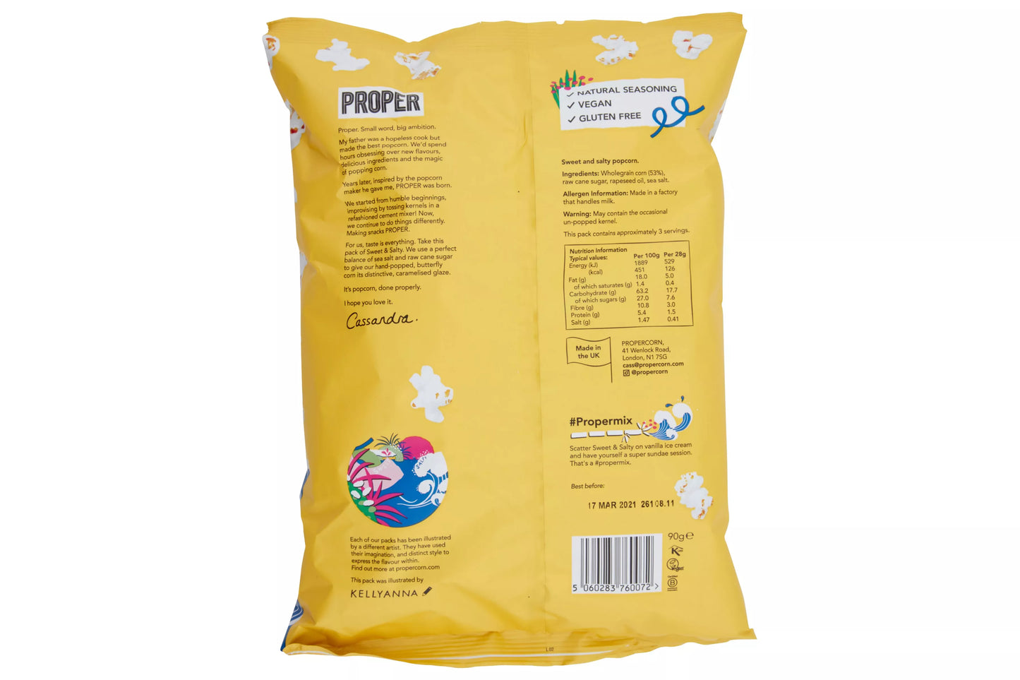High fibre natural popcorn healthy snack option