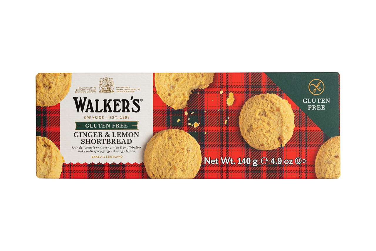 Walkers Gluten Free Ginger and Lemon Shortbread case of 12 boxes