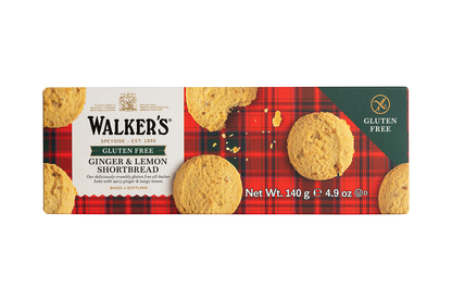 Walkers Gluten Free Ginger and Lemon Shortbread case of 12 boxes