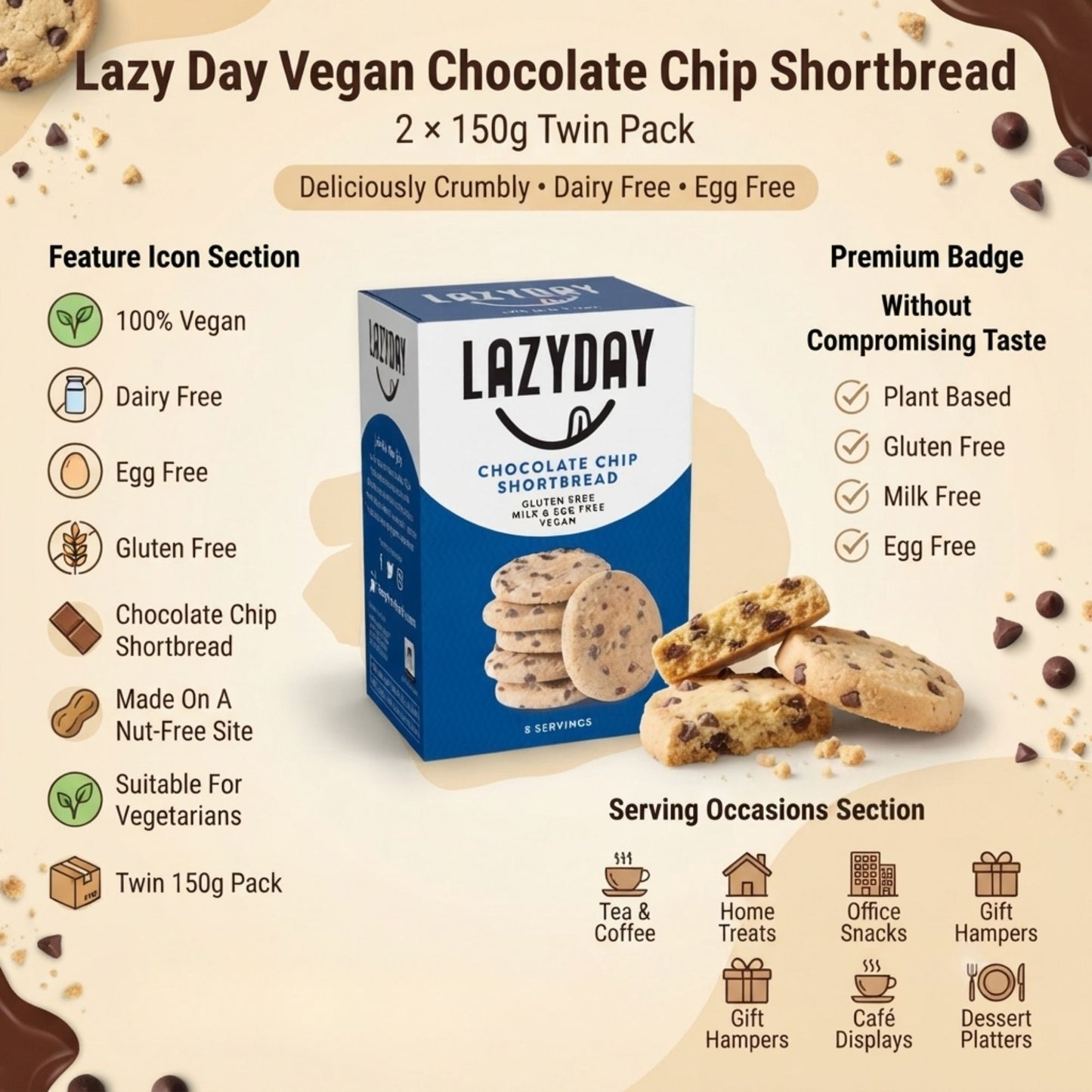 Gluten free vegan chocolate chip biscuits