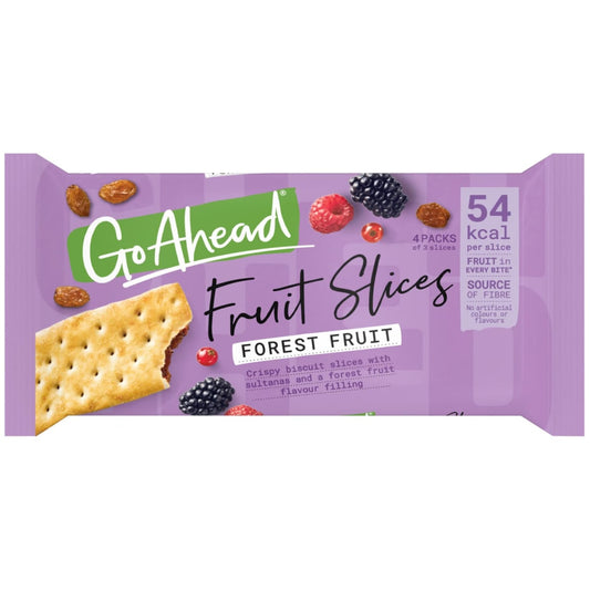 Go Ahead Fruit Slices Forest Fruit 4 pack biscuit bar packaging
