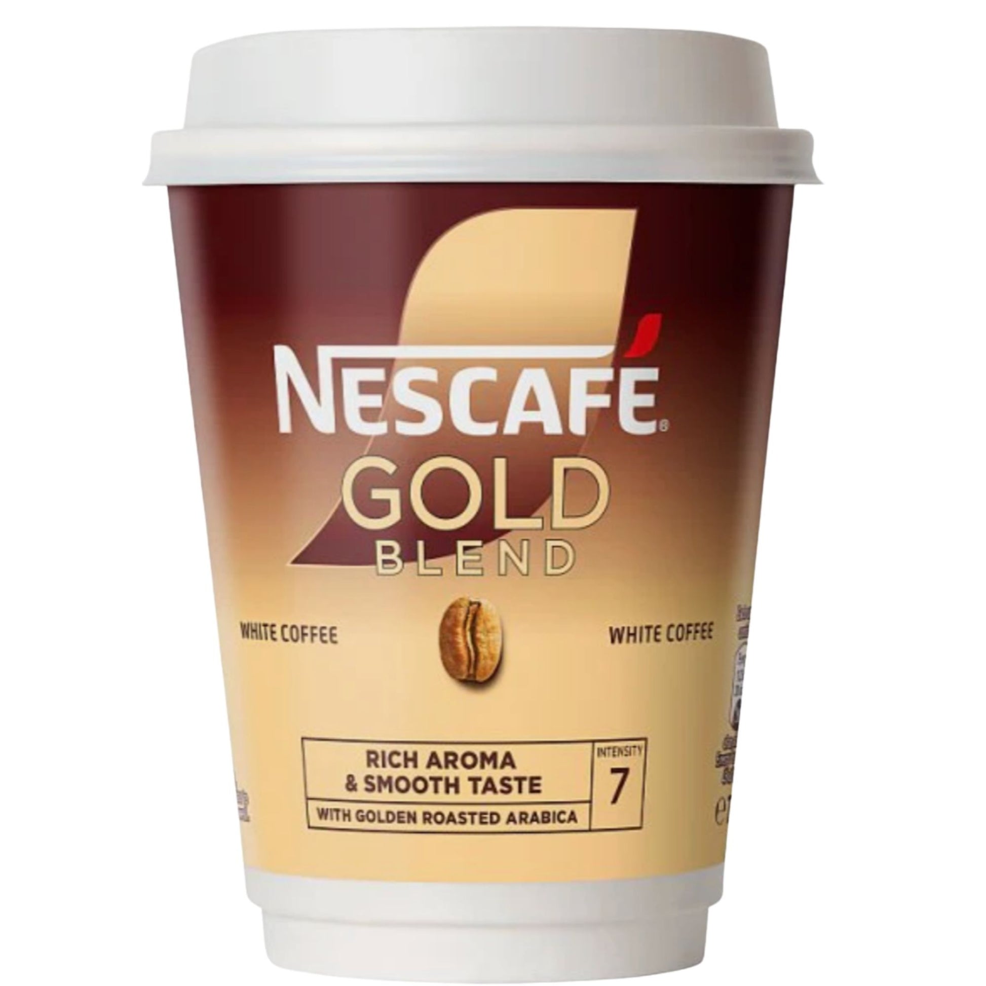 Gold Blend white coffee 12oz foil sealed cups Nescafé & Go