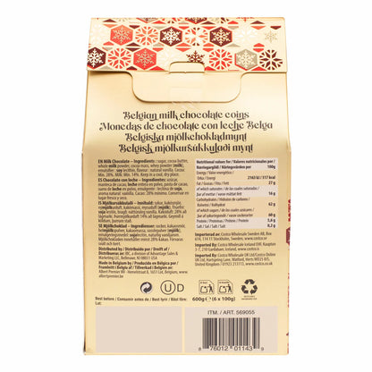 Smooth milk chocolate coins wrapped in shiny gold foil