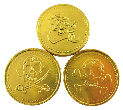 Fun pirate skull design chocolate coins 1kg bag