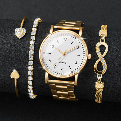 Gold and white women's Arabic dial watch