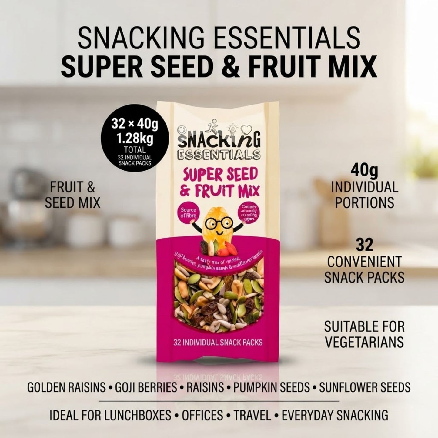 Snacking Essentials individual fruit and seed snack packs