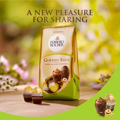 Luxury hazelnut chocolate eggs with crispy wafer pieces