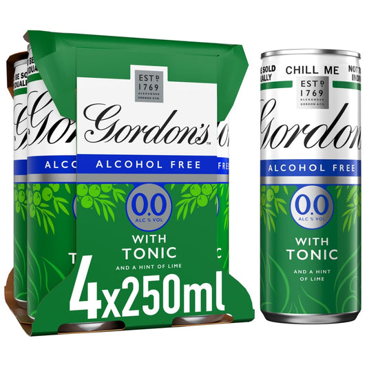Gordon’s Alcohol Free Gin & Tonic with Lime 4 x 250ml cans