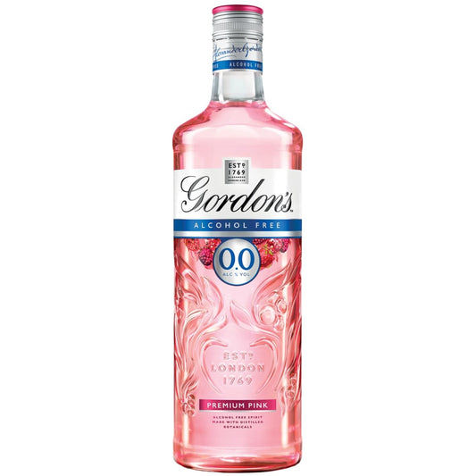 Gordon's Alcohol Free Premium Pink Gin 70cl with fruity raspberry and strawberry notes.