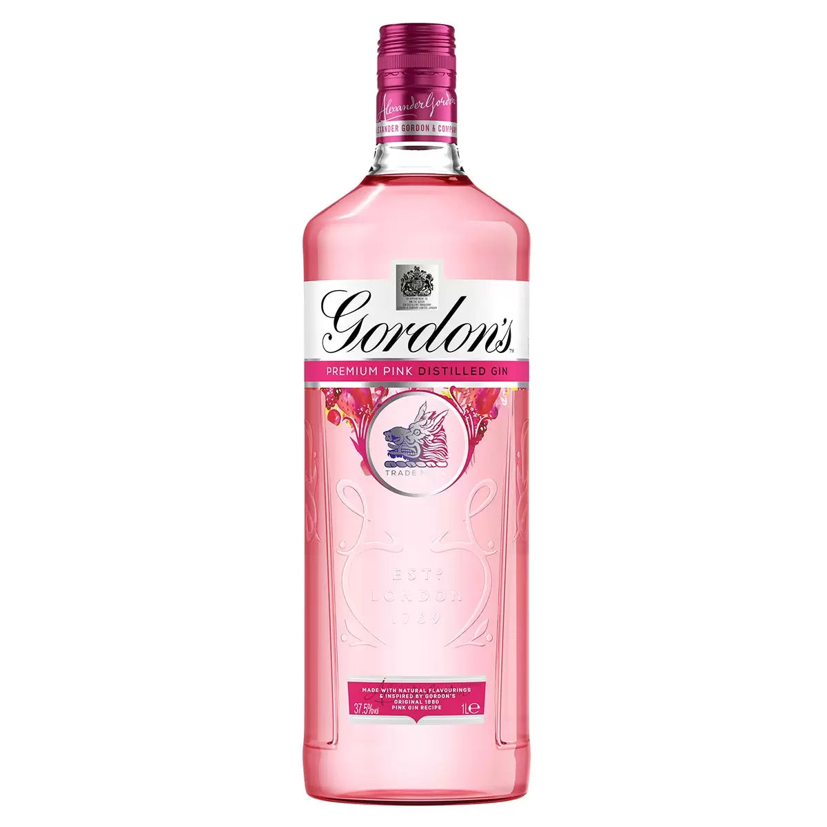 Gordon's Premium Distilled Pink Gin 1L bottle front view