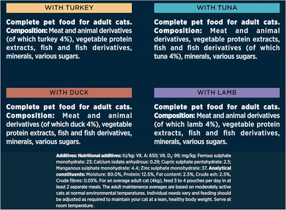 Mixed flavour GOURMET cat food pouches in Chef’s Collection