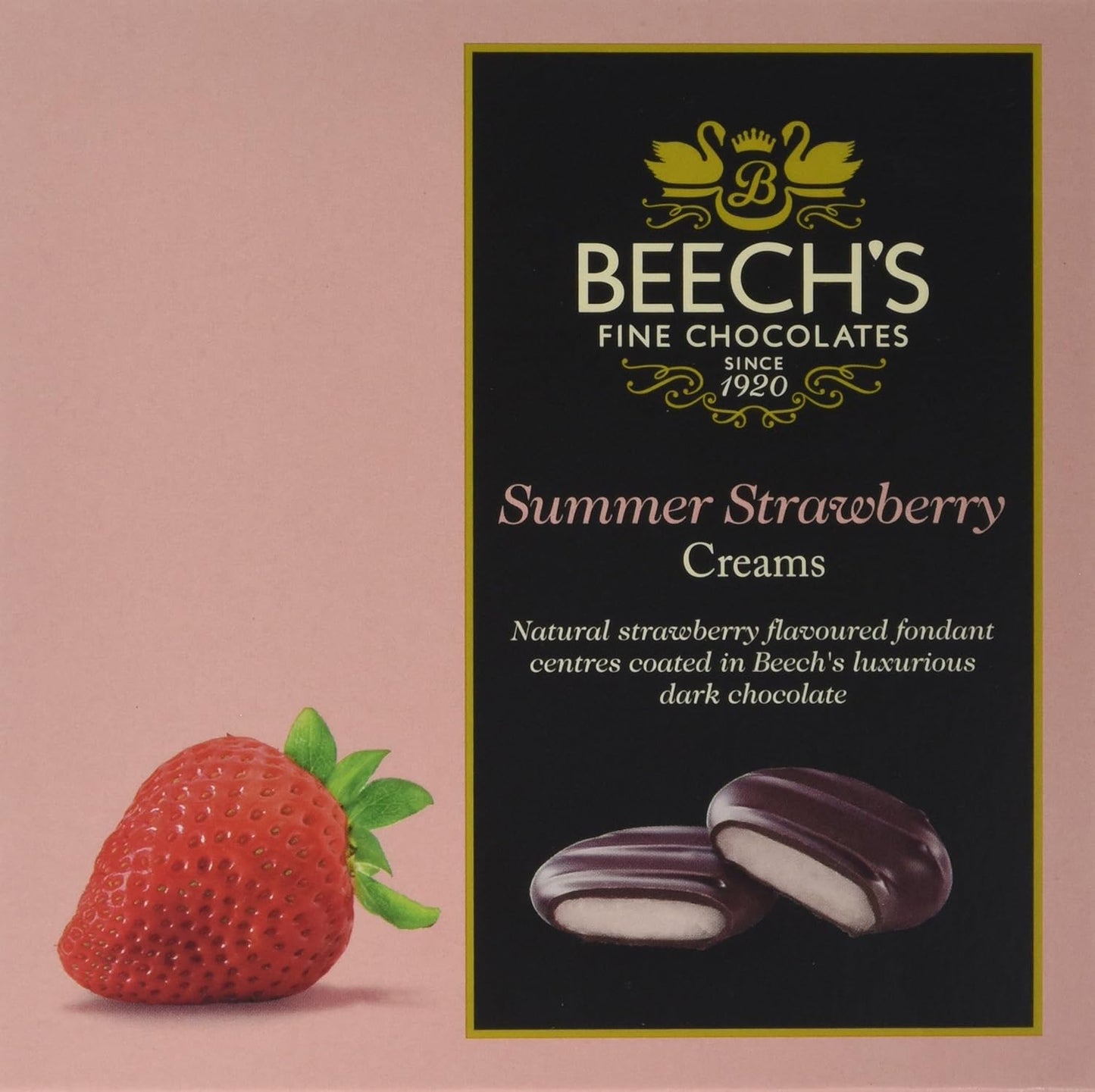 Dark chocolate-coated creams with natural summer strawberry flavor for indulgent snacking
