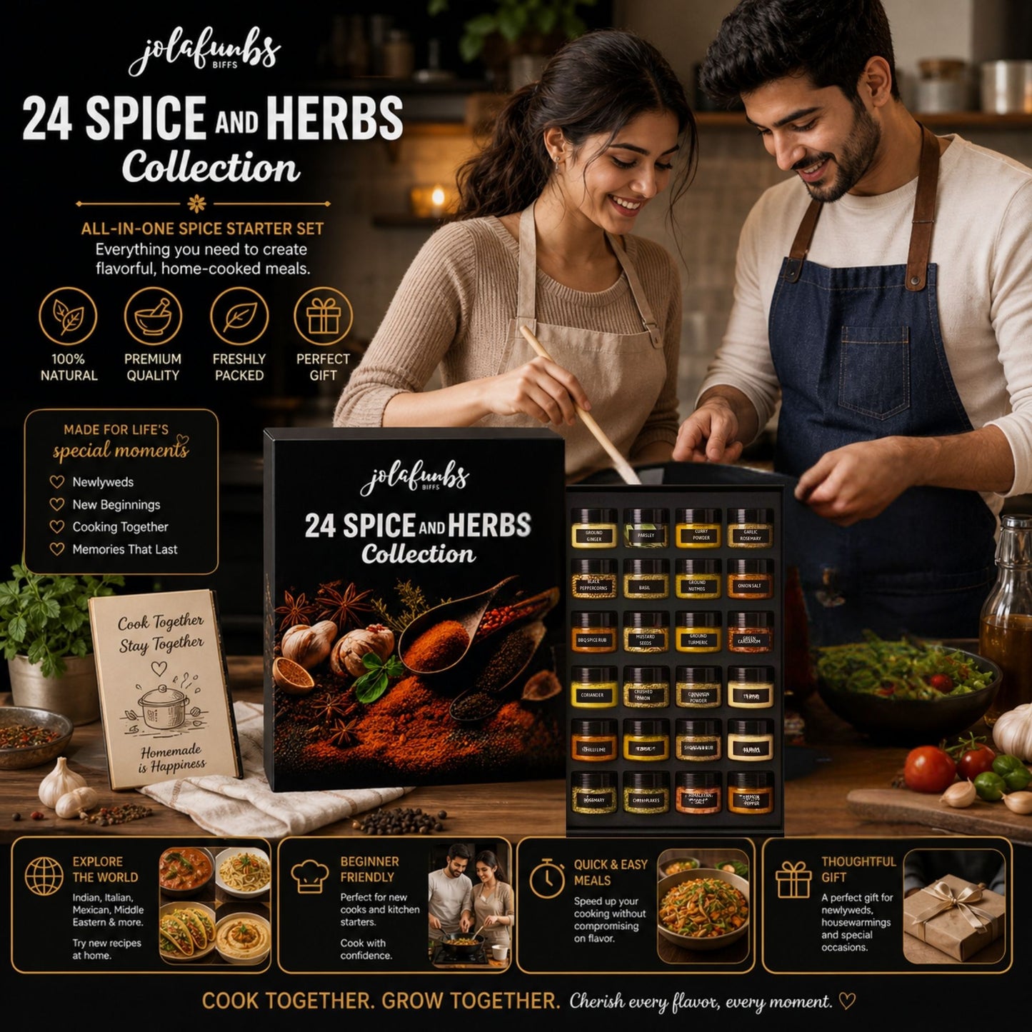 Premium spice and seasoning assortment for home cooking