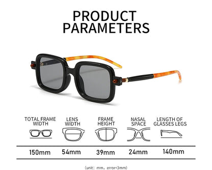 Matte black tawny gradient sunglasses rectangle retro design