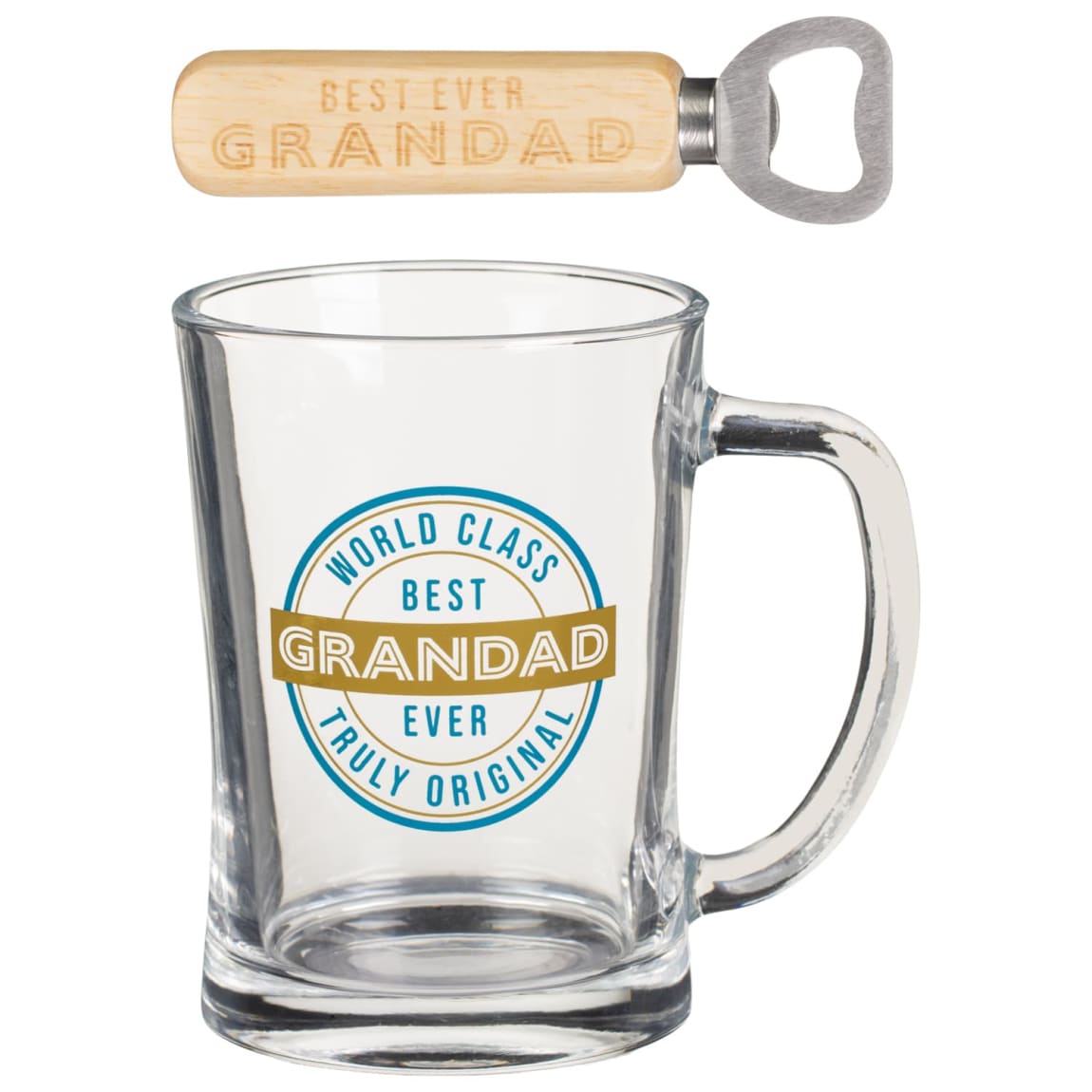 Tankard and bottle opener gift set for Father’s Day grandad