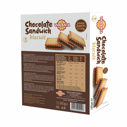 Buttery biscuits filled with dark chocolate cream