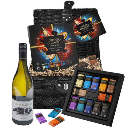 Organic chocolate selection paired with Pinot Grigio wine