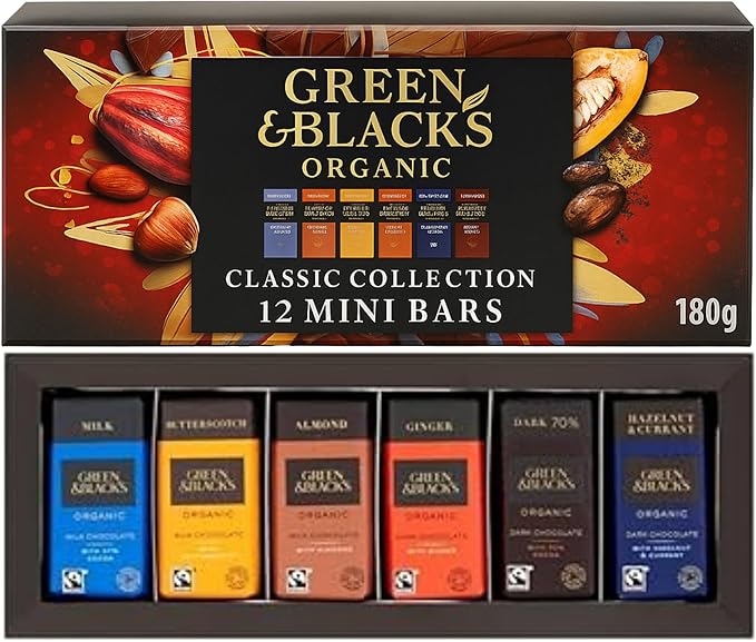 Assorted milk and dark organic chocolate mini bars from Green & Black’s