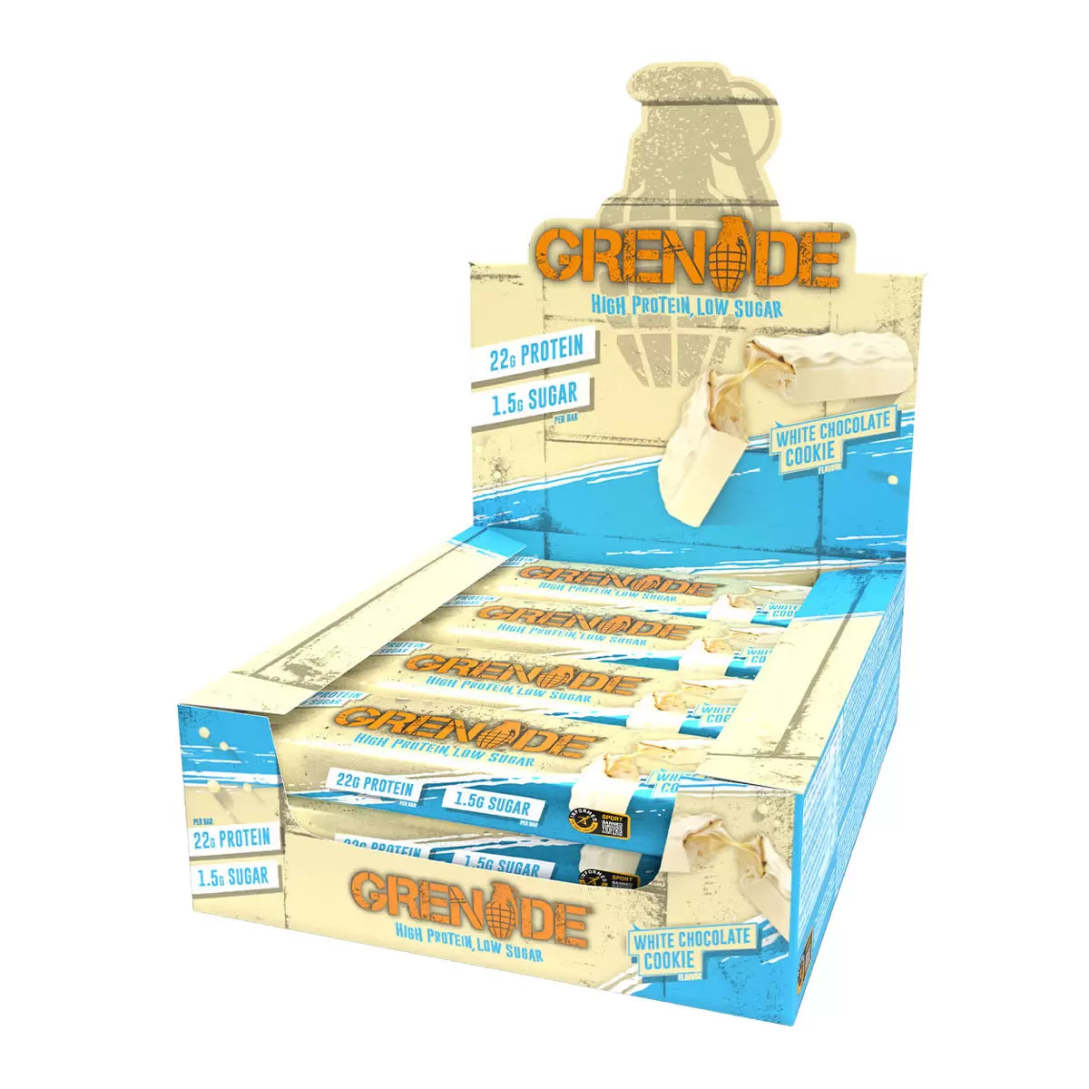 Grenade Carb Killa White Chocolate Cookie Bar 12 x 60g front view
