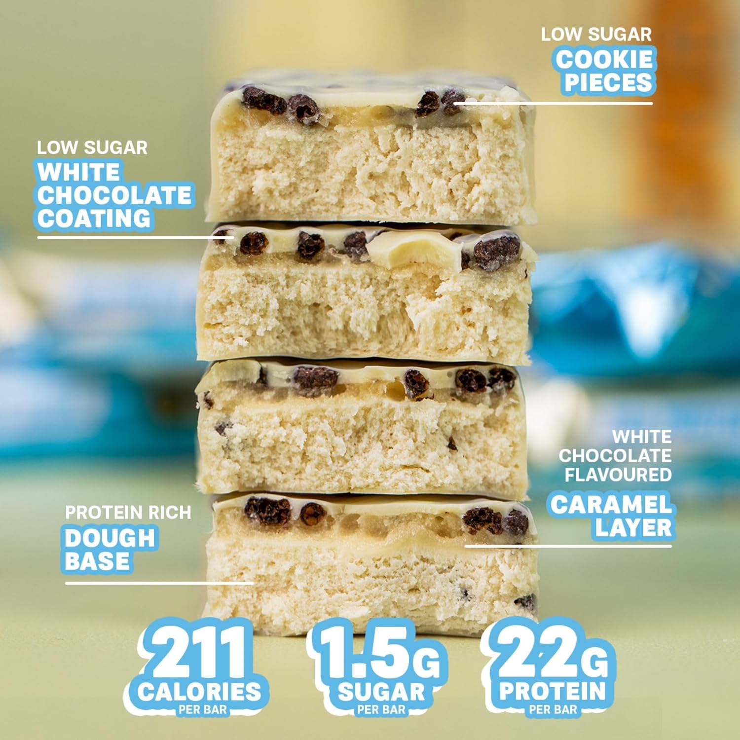 Full pack of 12 Grenade White Chocolate Cookie Protein Bars, emphasizing the high-protein, low-sugar bars for fitness enthusiasts.