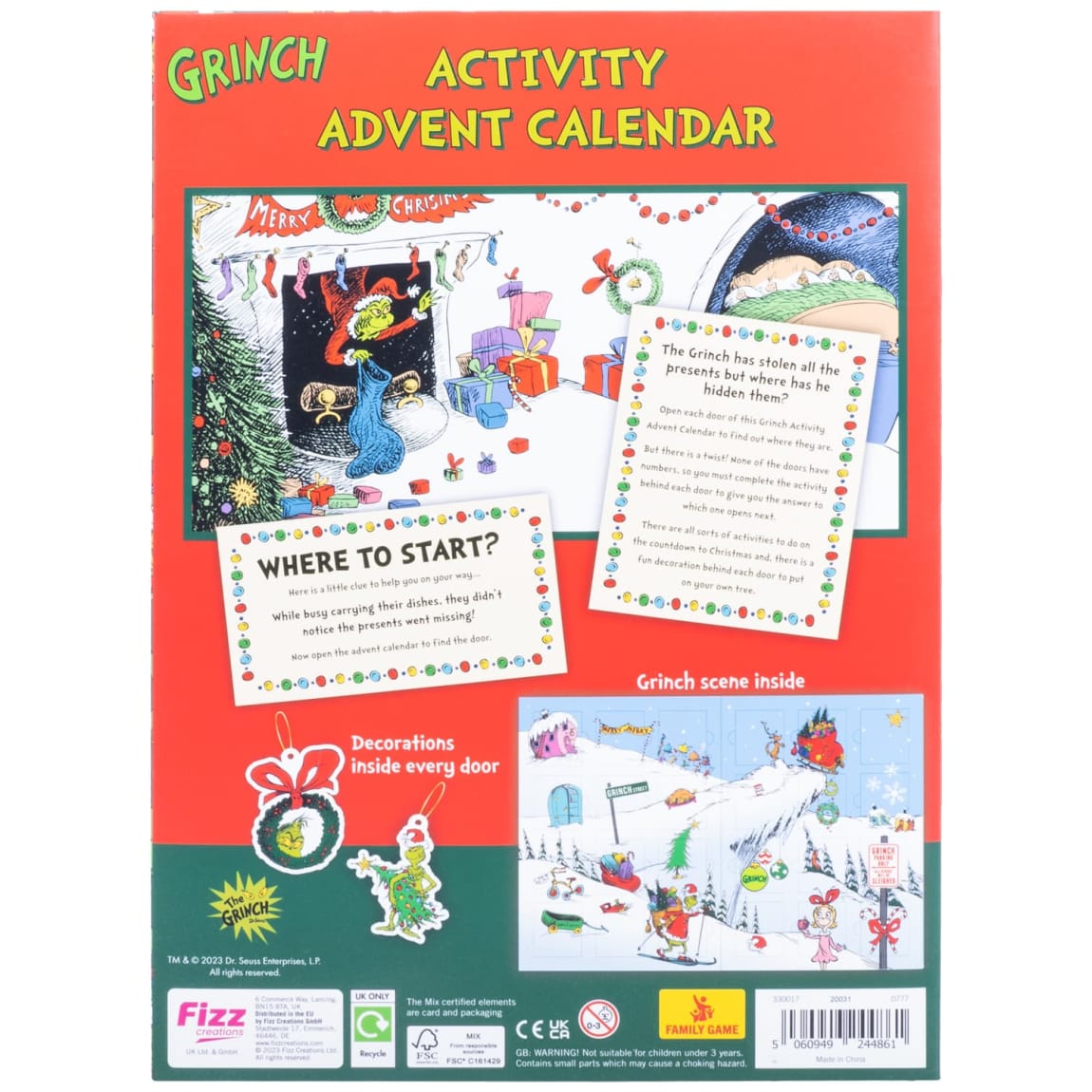 24-day Grinch Christmas activity calendar for children