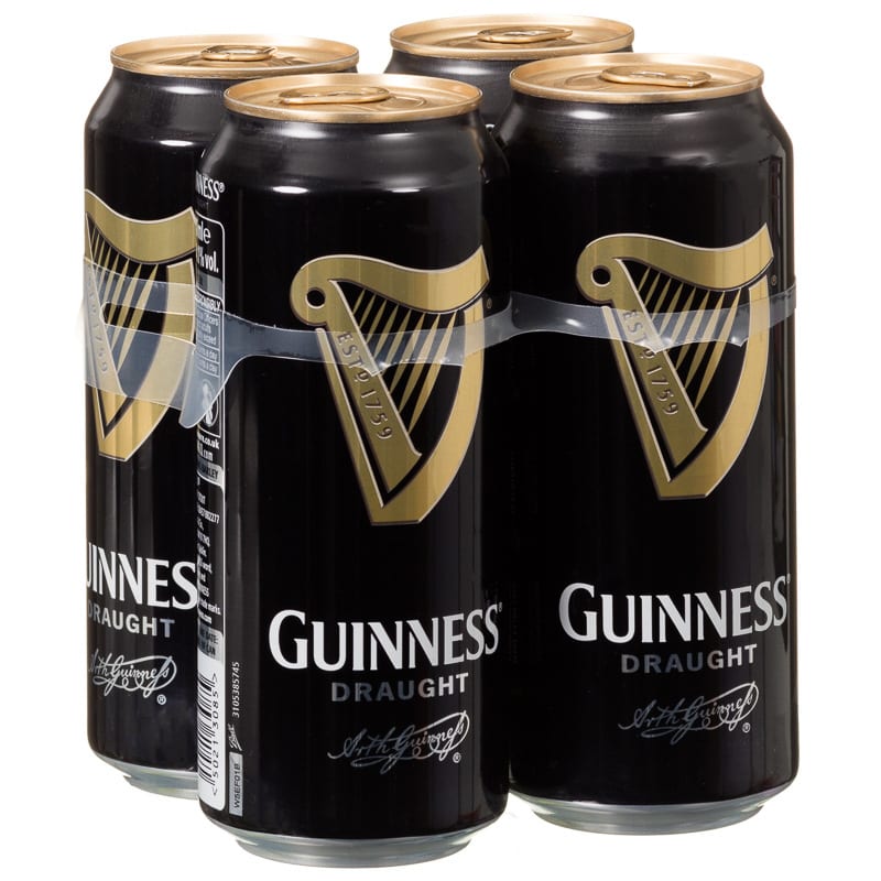 Guinness 4 pack 440ml cans of dark stout beer