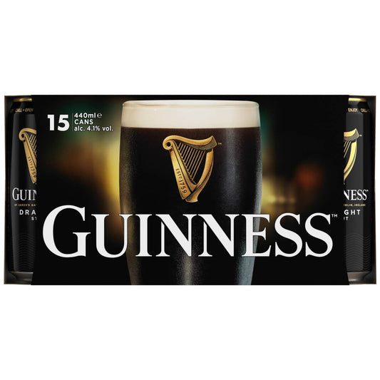 Guinness Draught stout beer 15 pack of 440ml cans