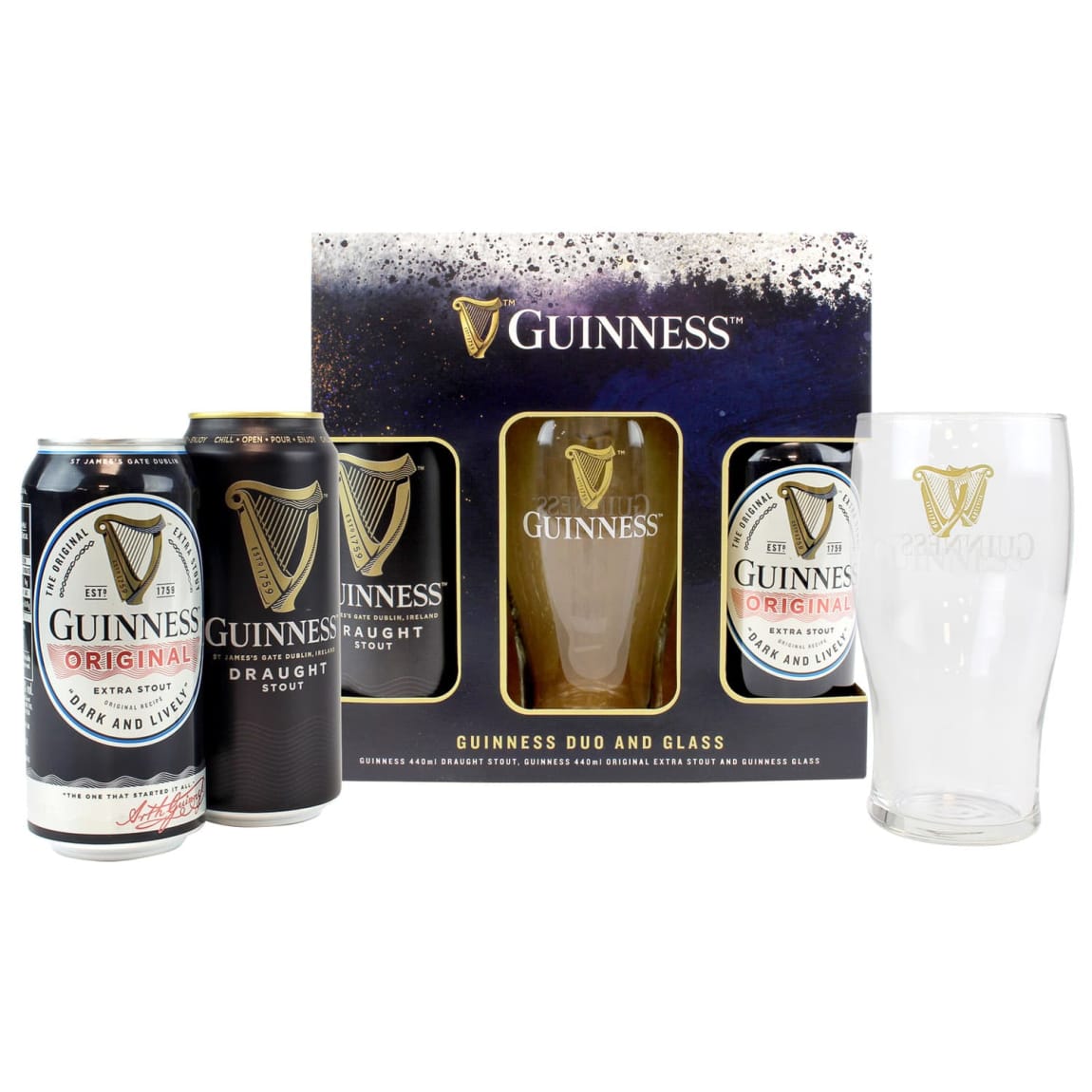 Guinness Duo & Glass Gift Set with Original and Draught cans