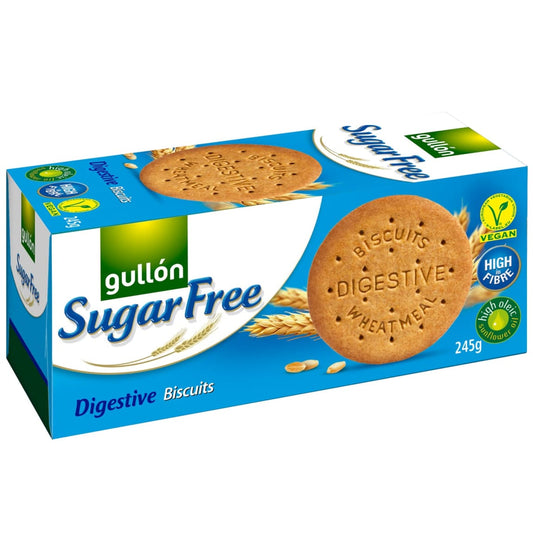 Gullon Sugar Free Digestive Biscuits 245g pack with crisp, wholesome biscuits