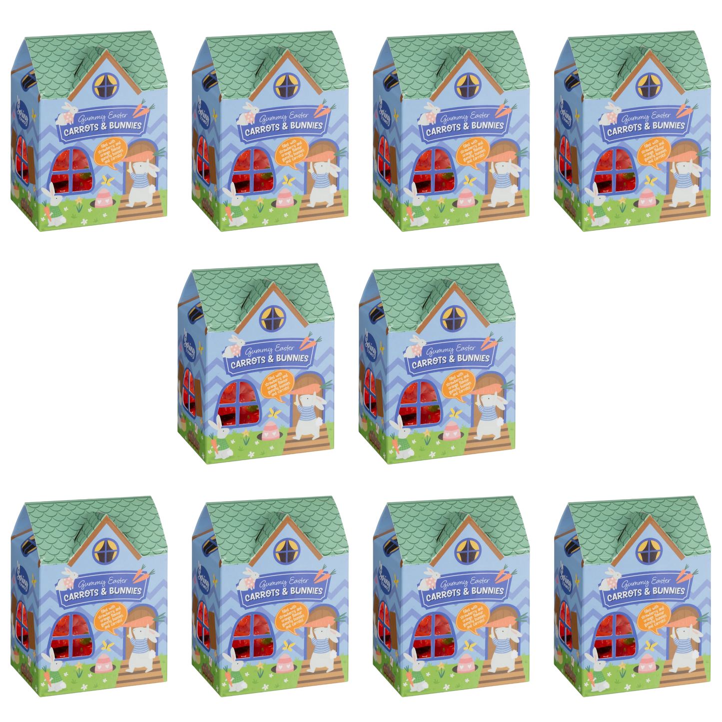 Strawberry and orange flavoured gummy Easter treats