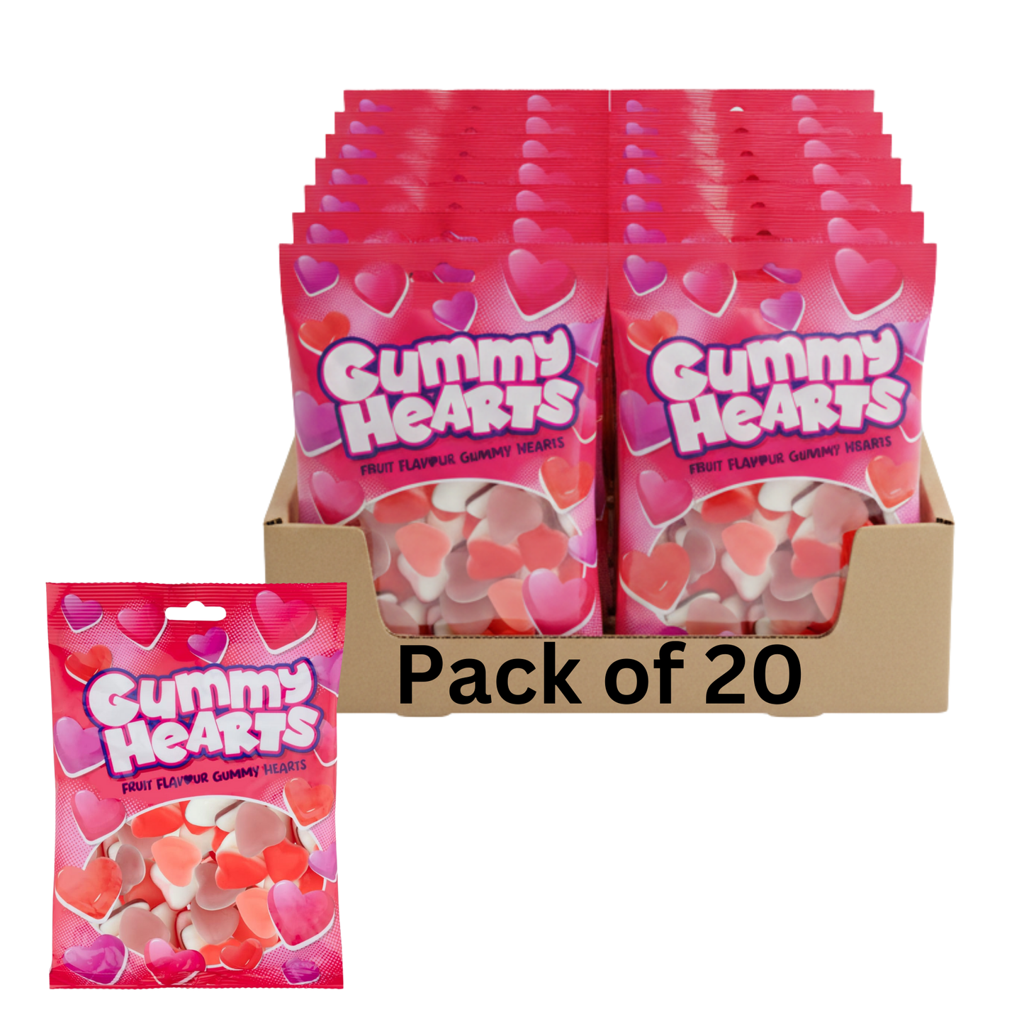 Juicy and sweet heart-shaped gummy candy