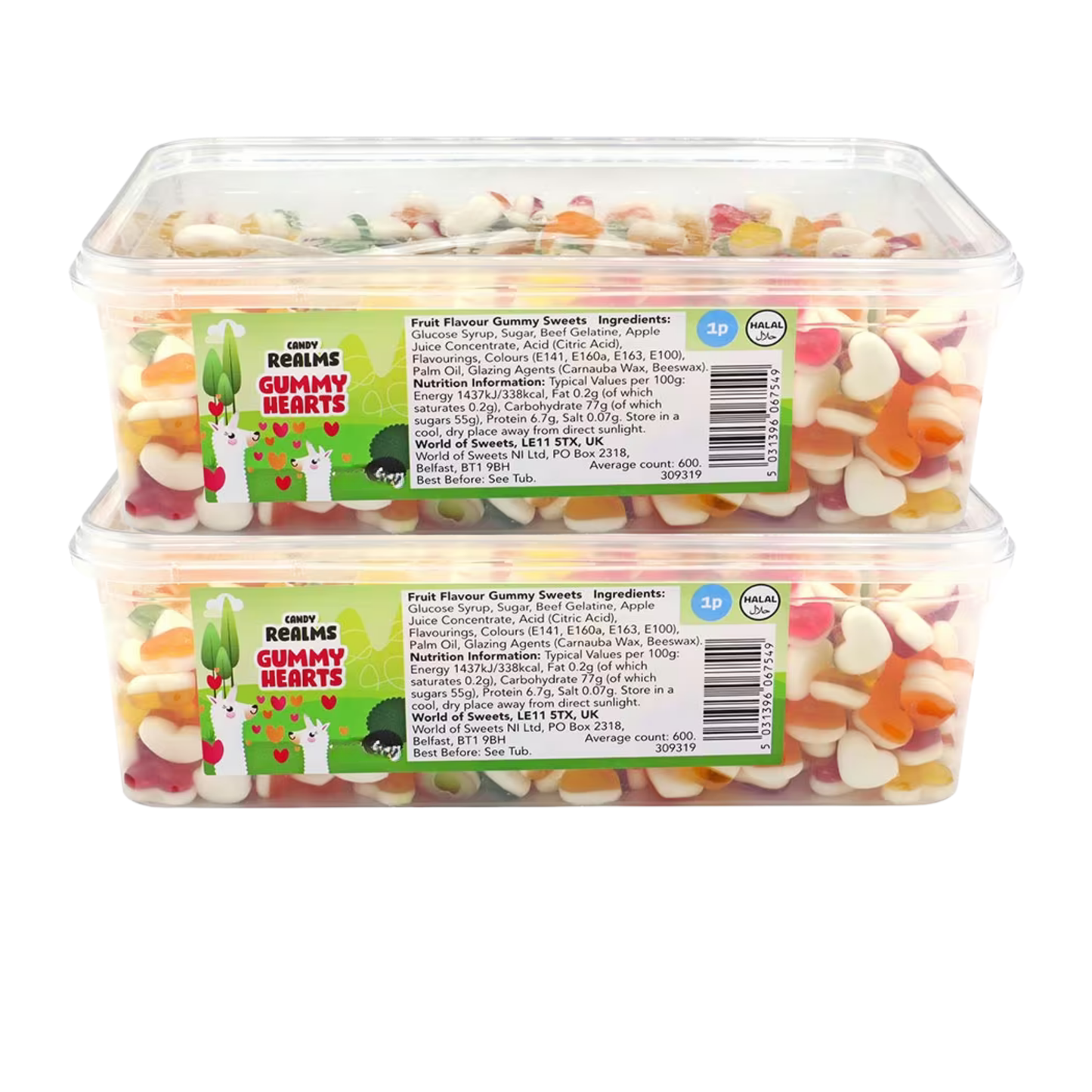 Apple, lemon, orange, and strawberry flavoured gummies