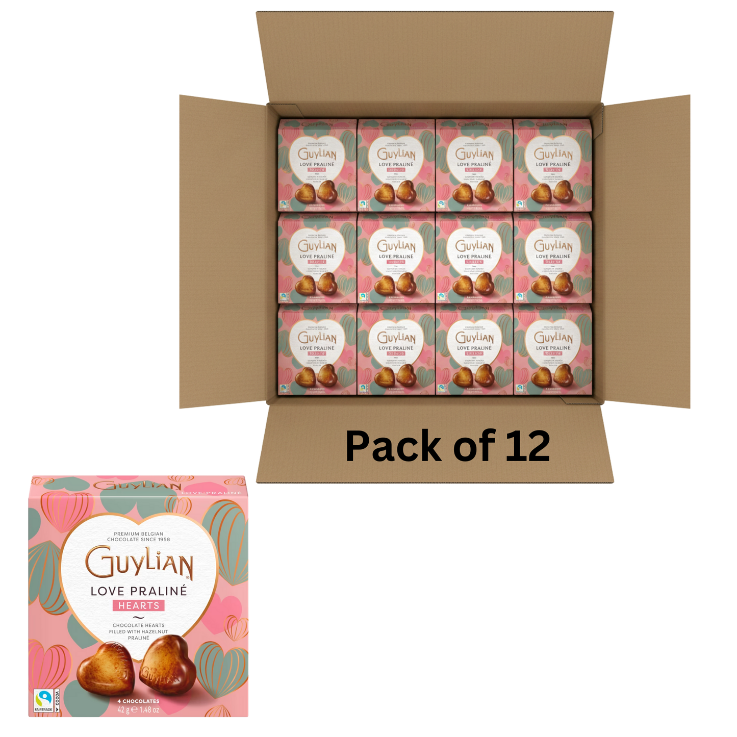 Guylian Love Praline 4 Chocolates in Gift Box