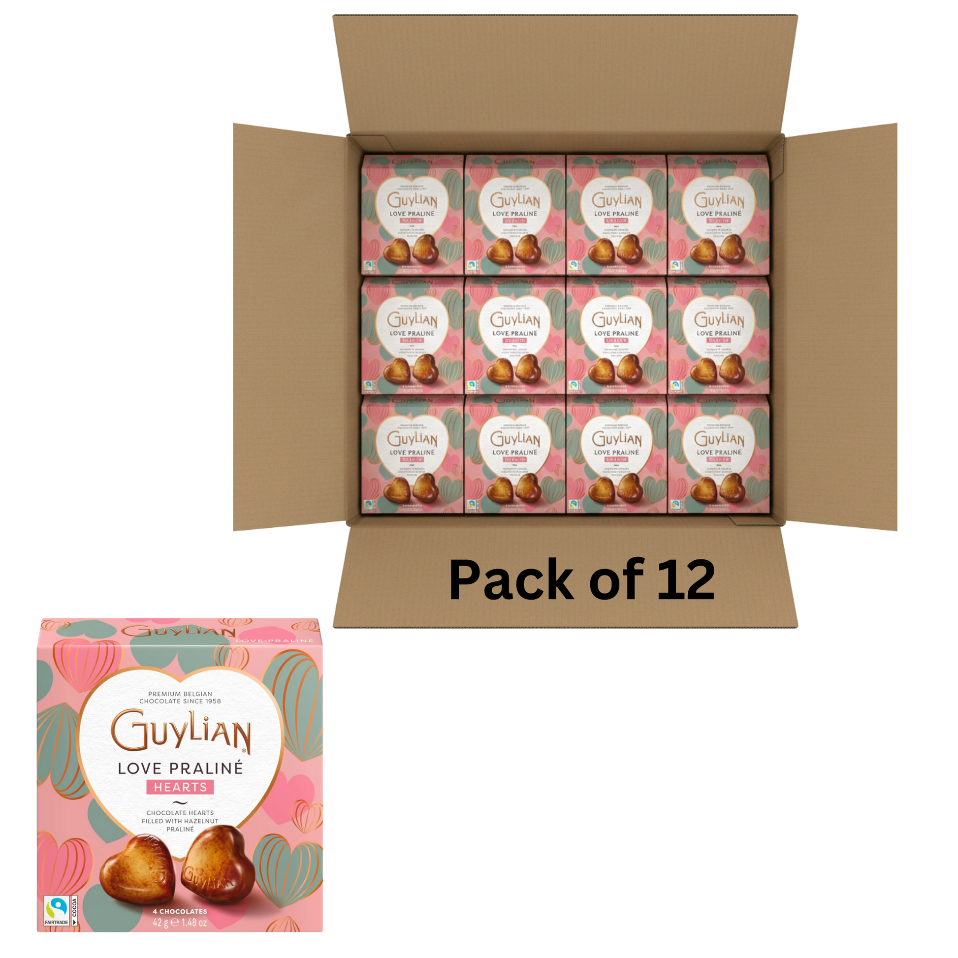 Guylian Love Praline 4 Chocolates in Gift Box