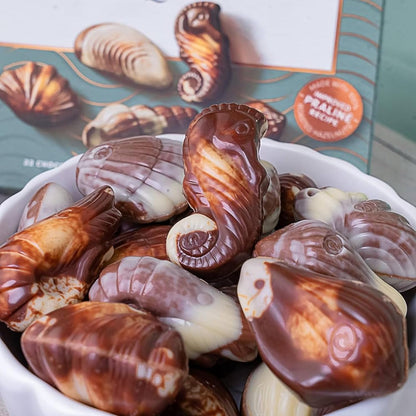 Gift box of Guylian seashell chocolates with included greeting card