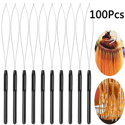 Hair extension loop needle hook tool set DIY wig micro bead