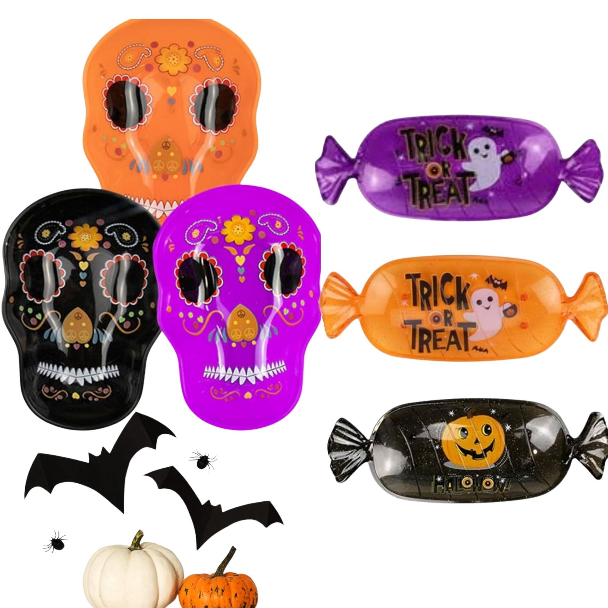 6pcs Halloween kitchenware set with sugar skull candy tray and plates