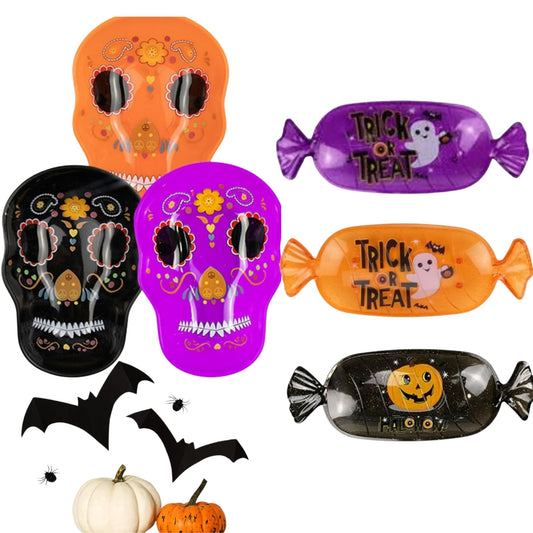 6pcs Halloween kitchenware set with sugar skull candy tray and plates
